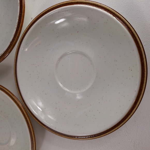 Mikasa Other - Mikasa Natural Beauty Vintage Ceramic Saucer with Brown Rim C9000 Set Of 3 Japan